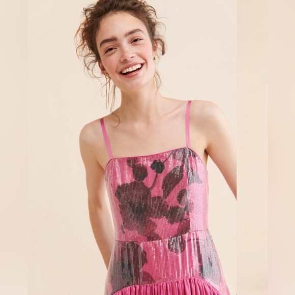 ANTHROPOLOGIE Hutch Sequin Floral Maxi Dress - Picture 4 of 14